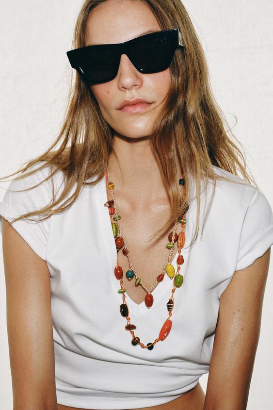 DOUBLE CORD CERAMIC PIECES NECKLACE from Zara - $39.90