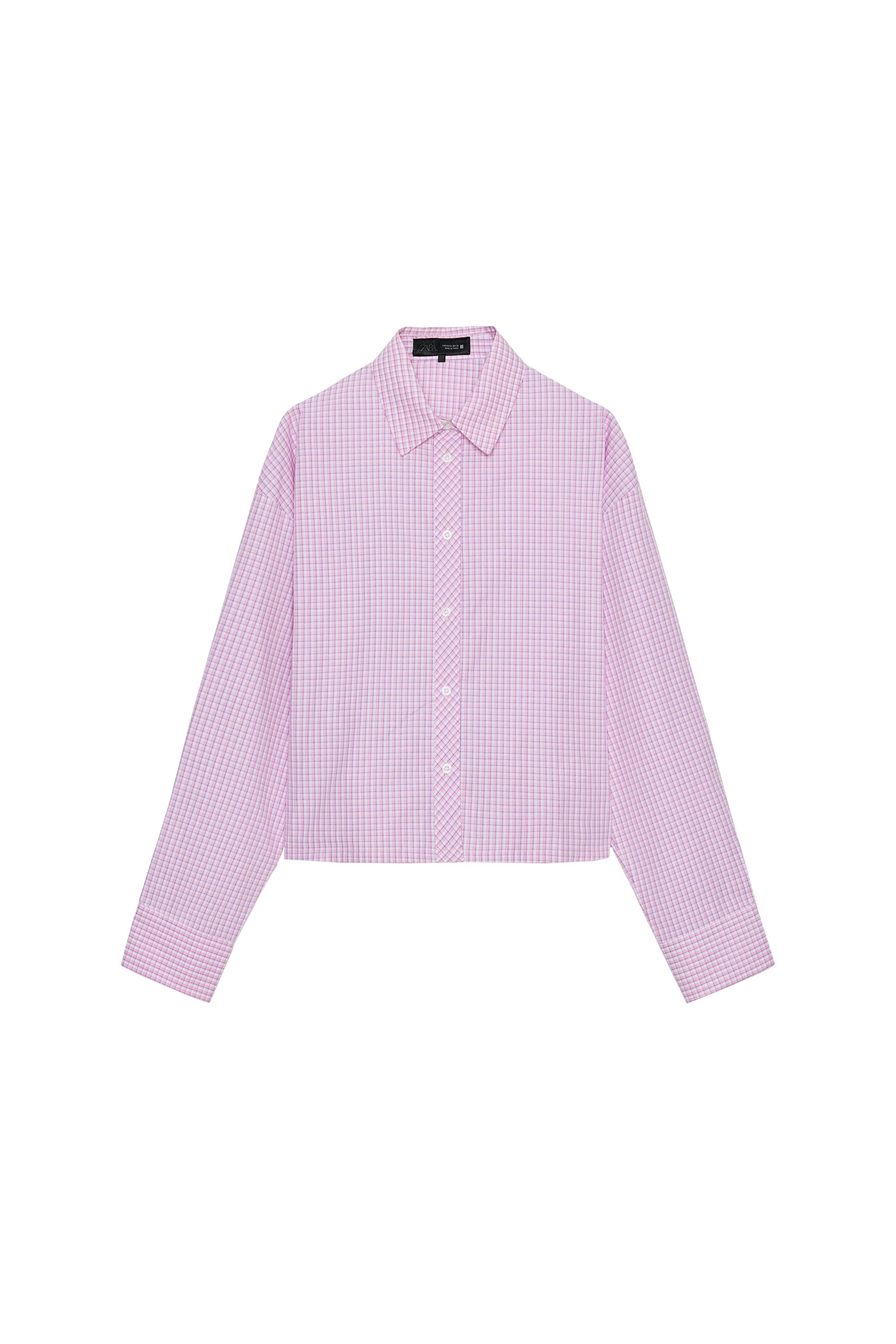 CHECK SHIRT WITH BACK DARTS - Pink / White | ZARA India