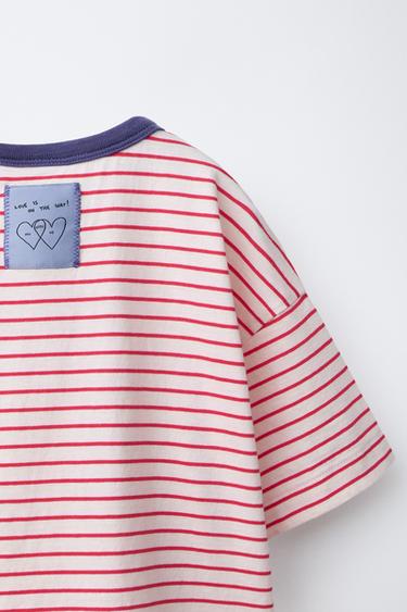 ORFAYO © STRIPED T-SHIRT - Ecru / Red by Zara - Image 3