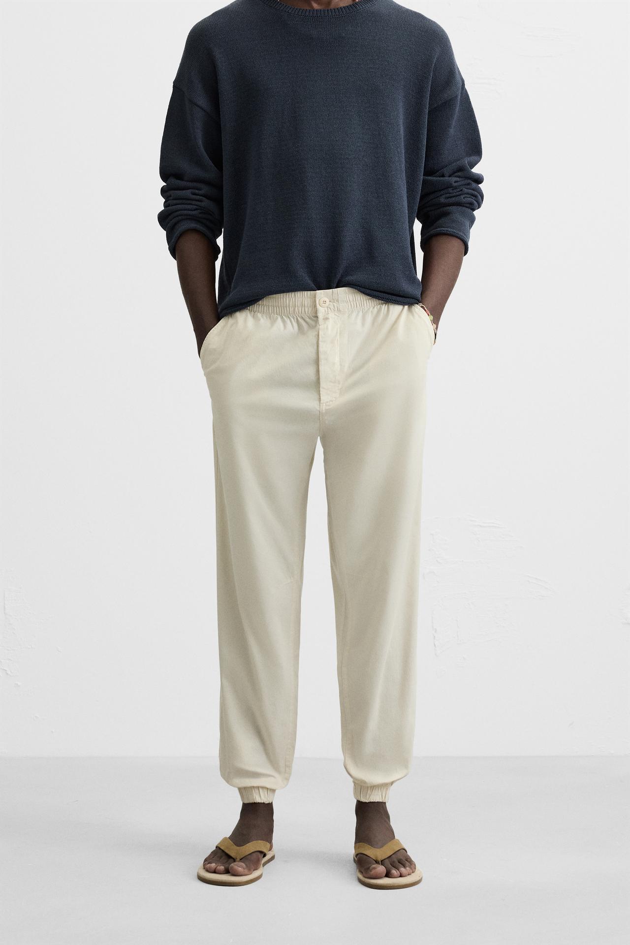 WASHED JOGGER WAIST TROUSERS - Light tan by Zara