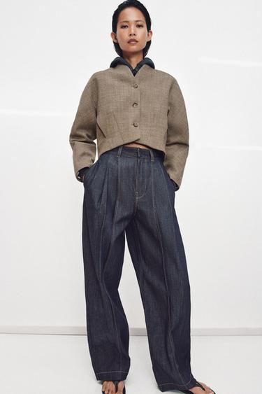 ZW COLLECTION WOOL BLEND CROPPED JACKET - camel by Zara