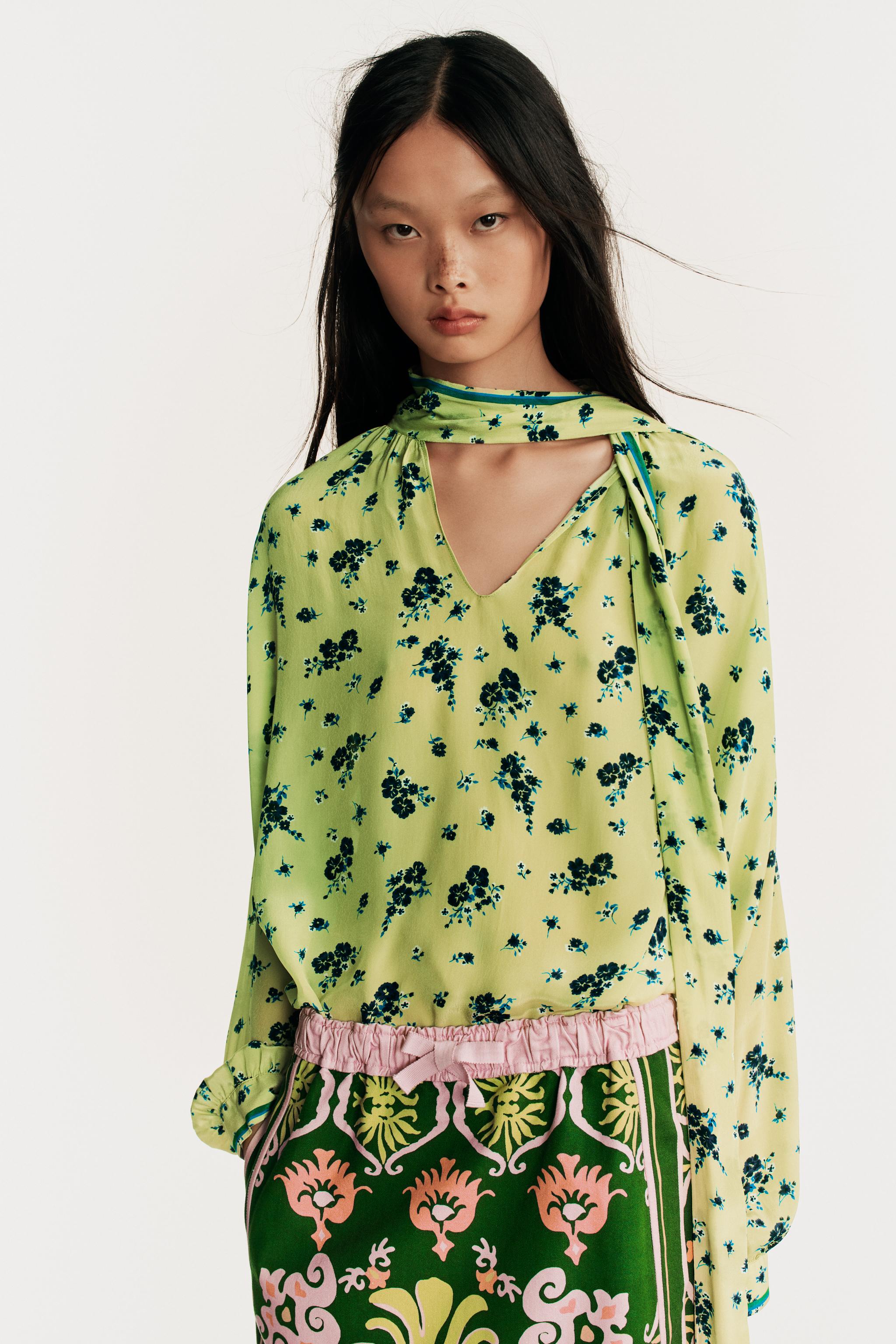 Женские рубашки Zara LIMITED EDITION PRINTED TIE SHIRT — фото 3