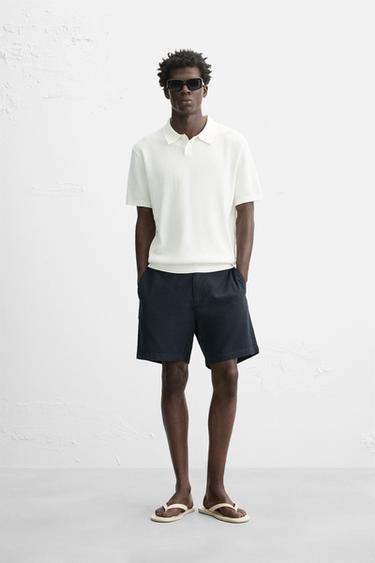 BERMUDA ALGODÓN - LINO - Marino de Zara - Imagen 0