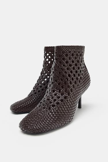 BOTTINES À TALONS TRESSÉES - Marron de Zara - Image 3