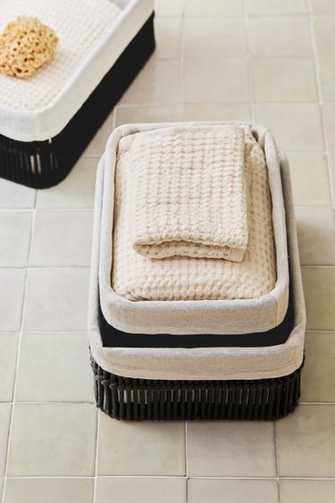 Zara RECTANGULAR BASKET WITH FABRIC LINING - Black