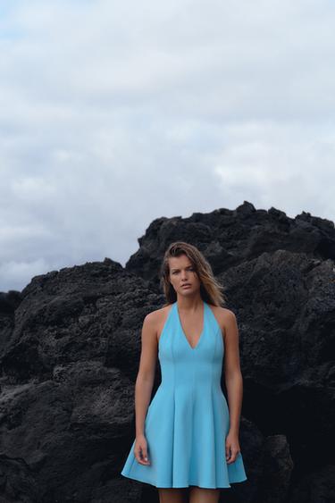 HALTER GORED SHORT DRESS - Blue by Zara