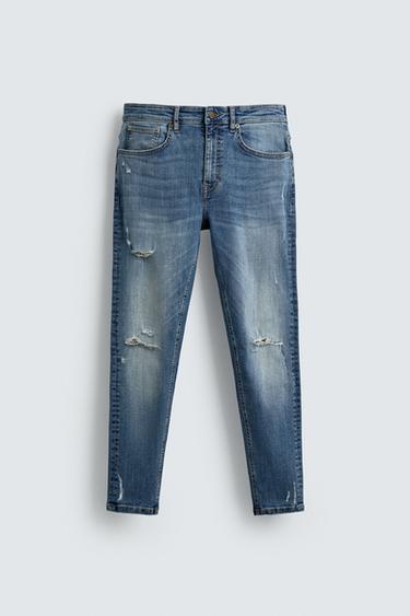 RIPPED SKINNY FIT JEANS - Indigo by Zara
