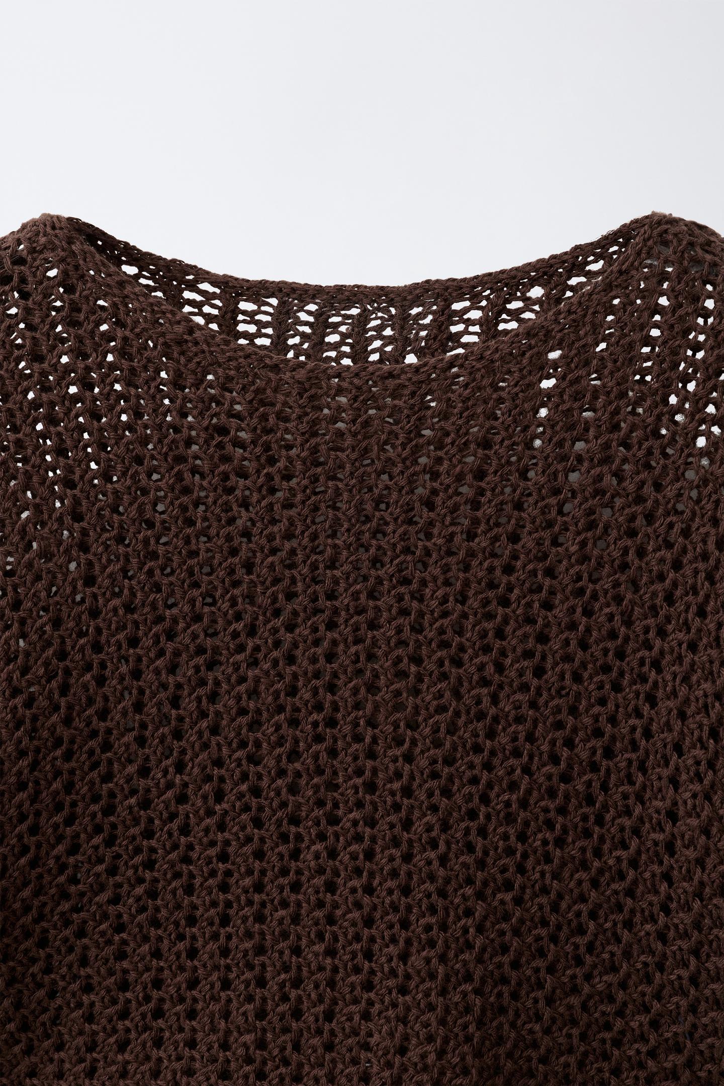 Детский свитер Zara Fringed Knit Jumper, цвет: Коричневый — фото 4