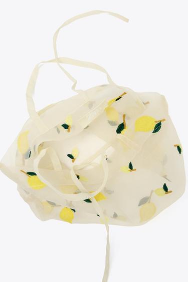 SAC EN TISSU BRODÉ - Jaune de Zara - Image 3