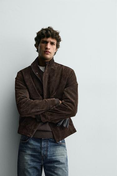 SPLIT SUEDE LEATHER JACKET - Brown by Zara - Image 6