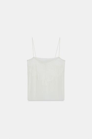 TOP DENTELLE - Blanc cassé de Zara - Image 5