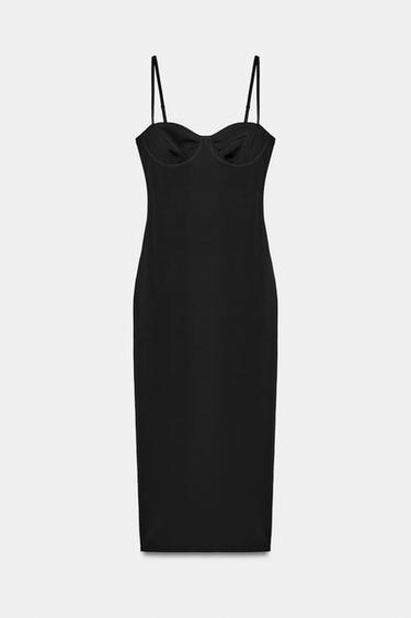 فستان بفتحة صدر على شكل قلب - أسود by Zara - Image 0