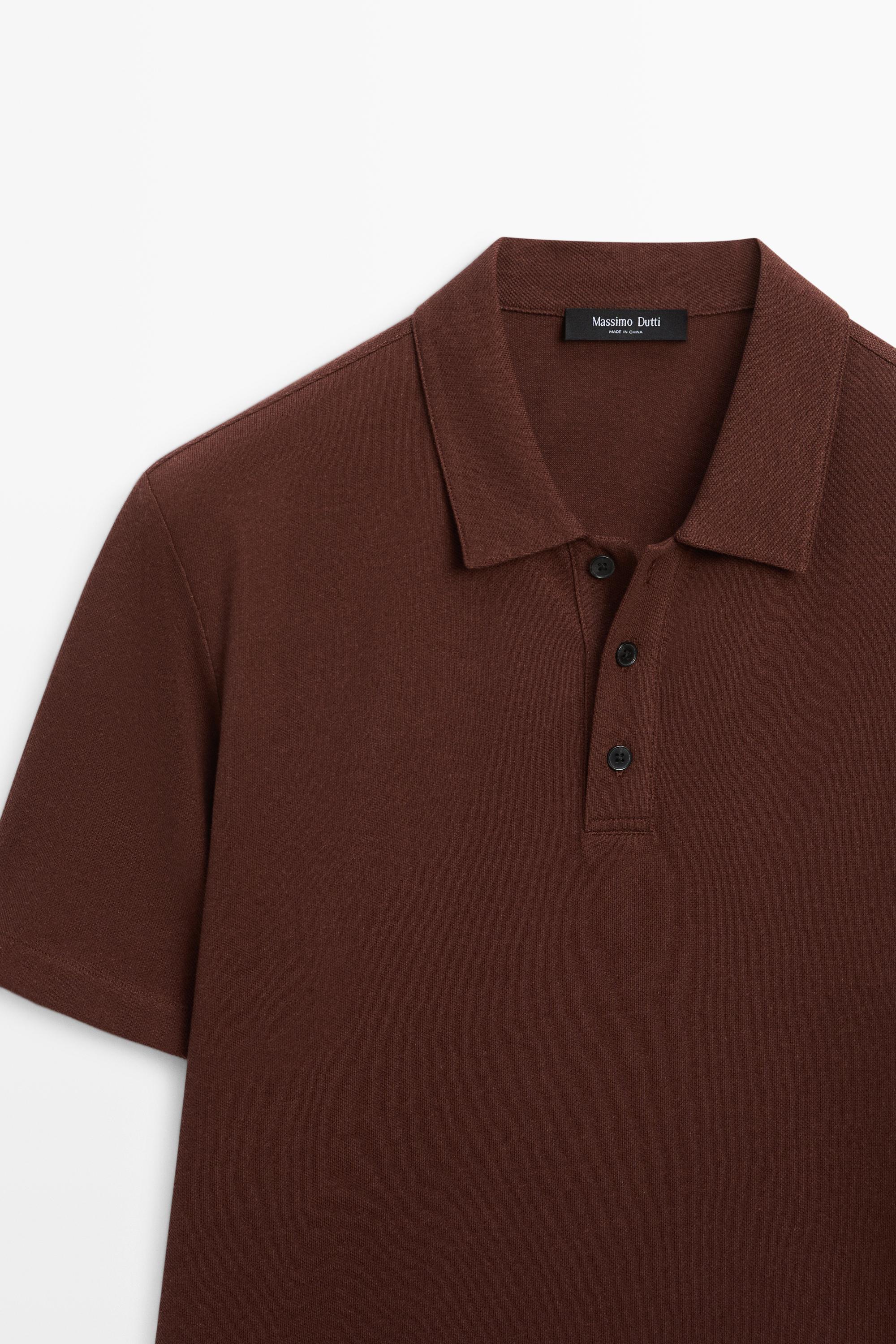 Polo micro-texturé en coton mélangé