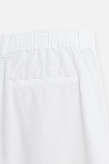 COTTON/LINEN BERMUDA SHORTS - White by Zara - Image 8