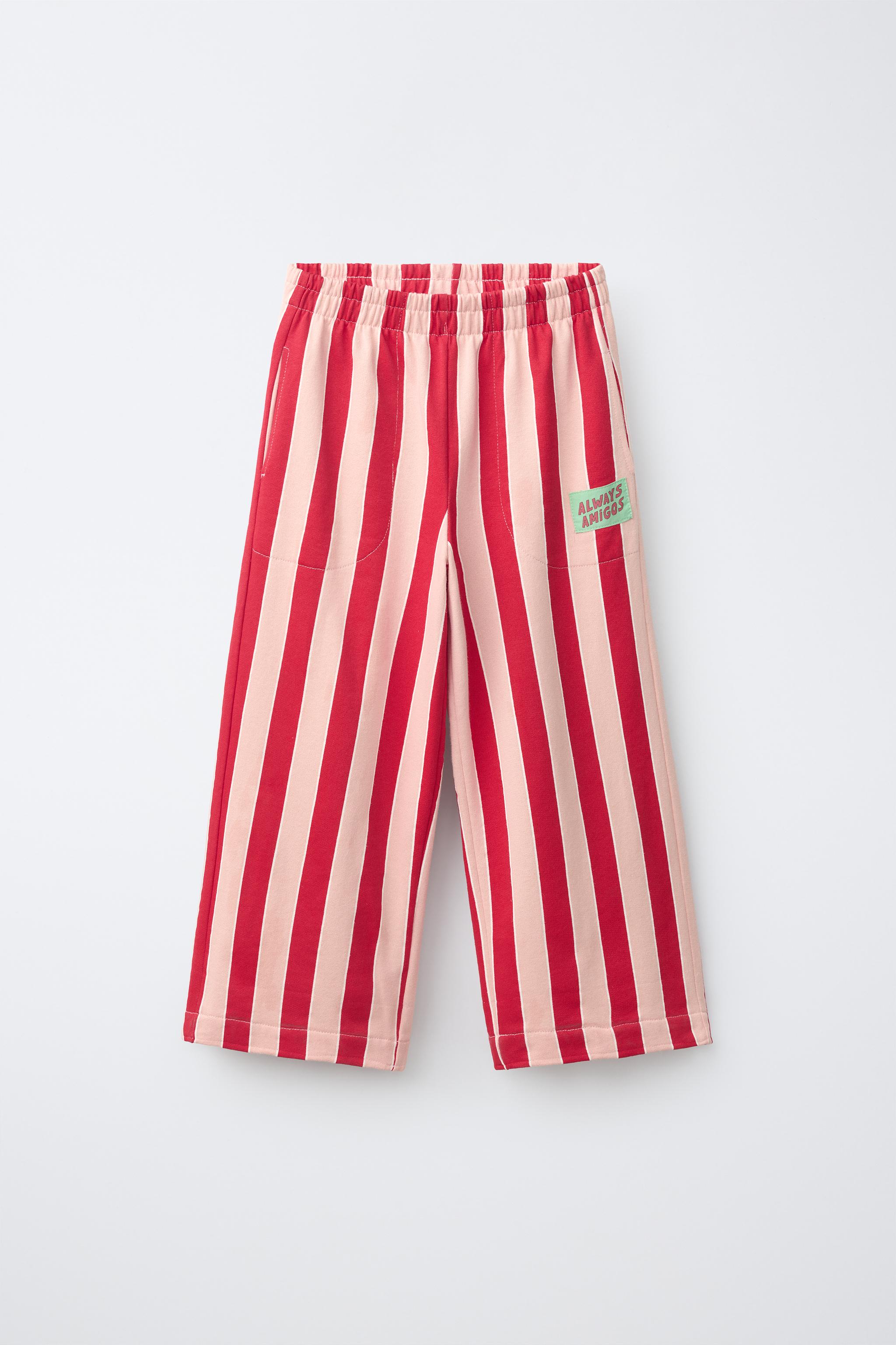 STRIPED RELAXED FIT PANTS WITH LABEL