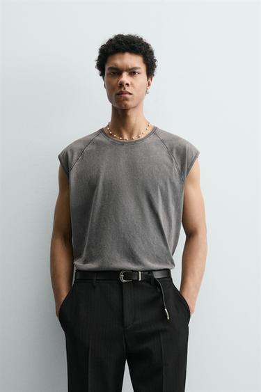 Zara WASHED TANK TOP - Gray