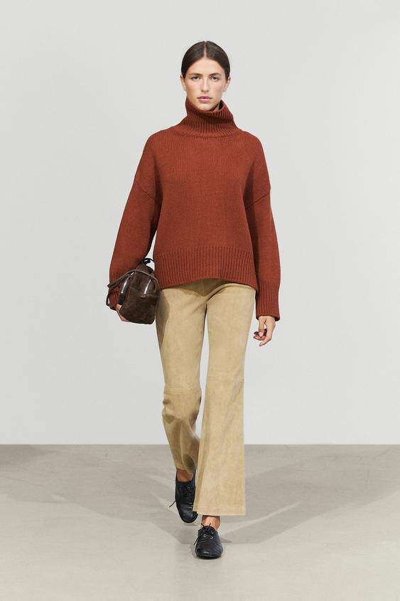 Jersey punto oversize 100% lana - Naranja quemado de Zara - Imagen 0