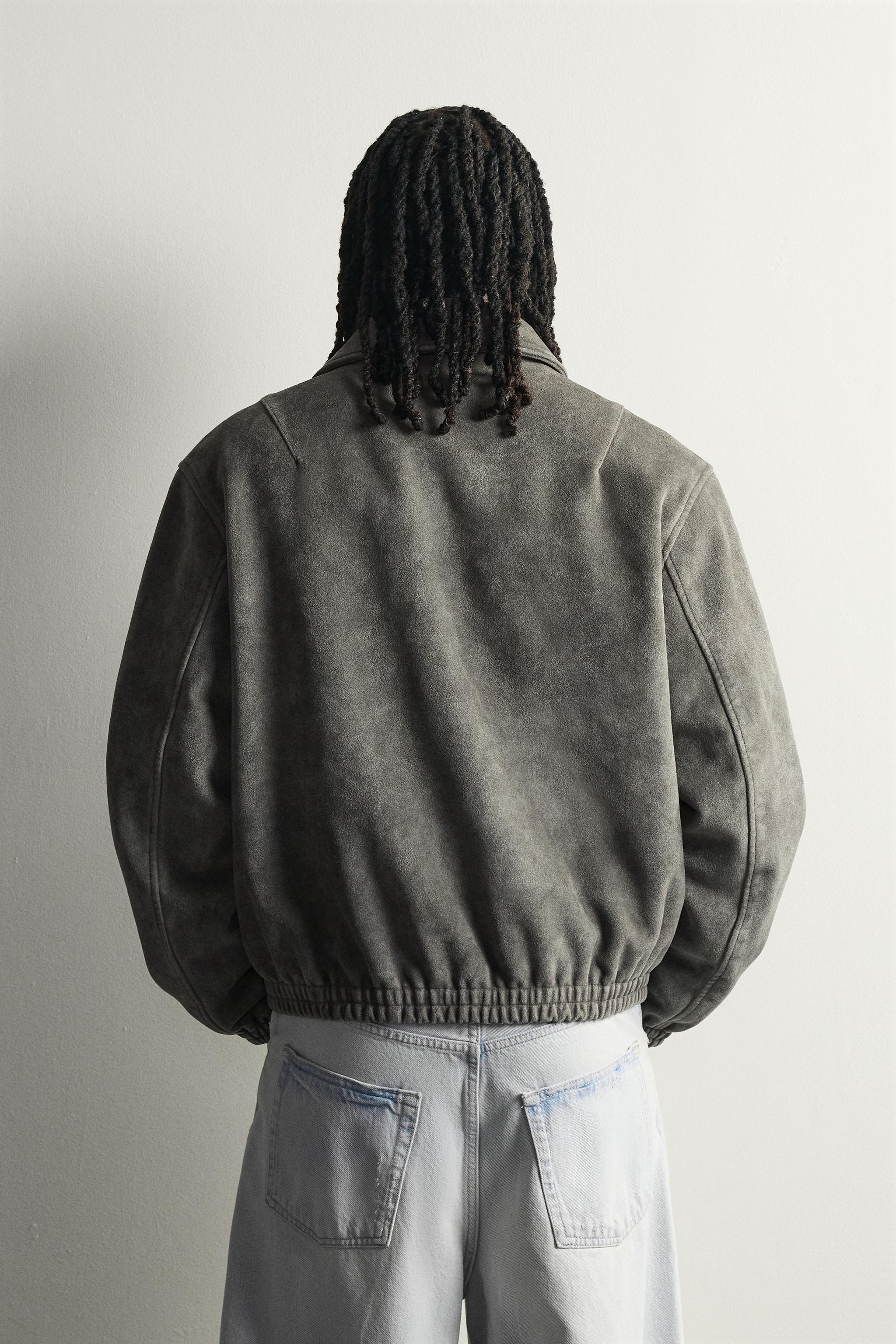WASHED FAUX SUEDE JACKET
