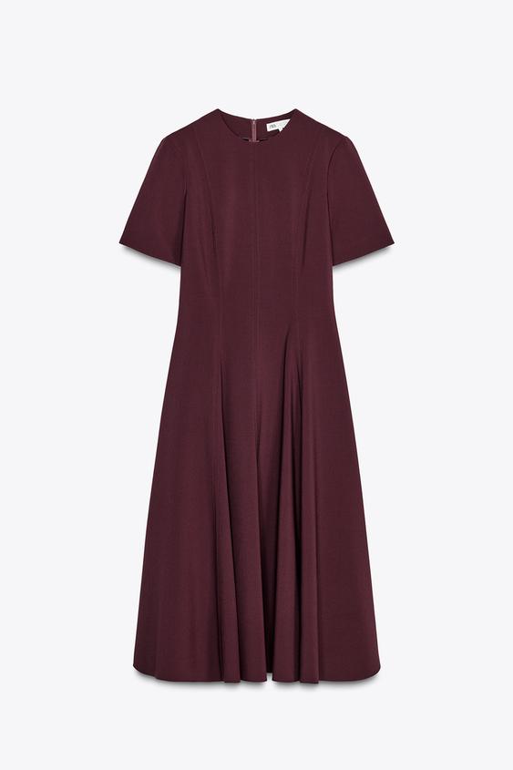 MIDI ATY GODET ZW COLLECTION - Burgundsk od Zara - Obrzek 4