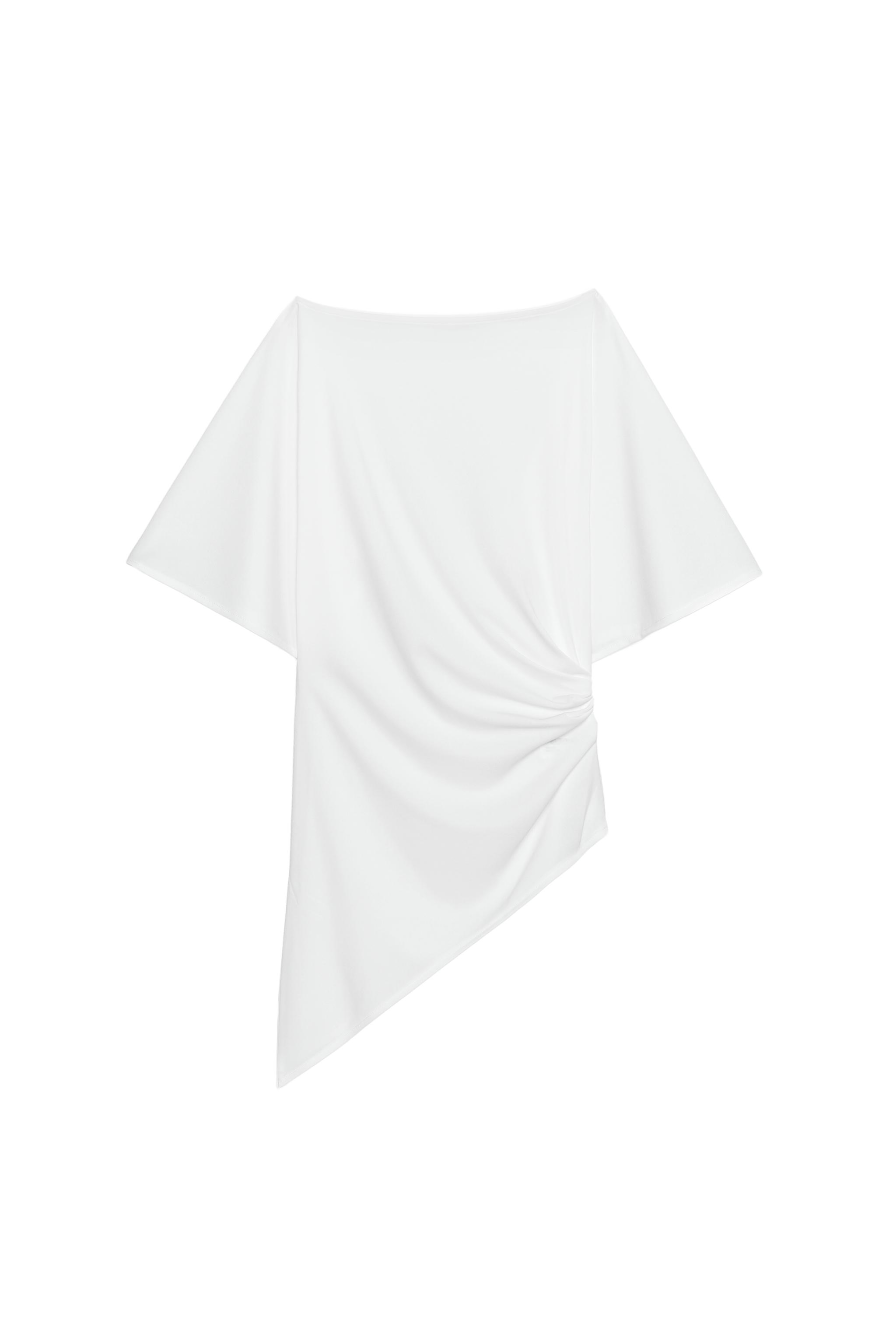 DRAPED ASYMMETRIC TOP - Oyster-white | ZARA United States