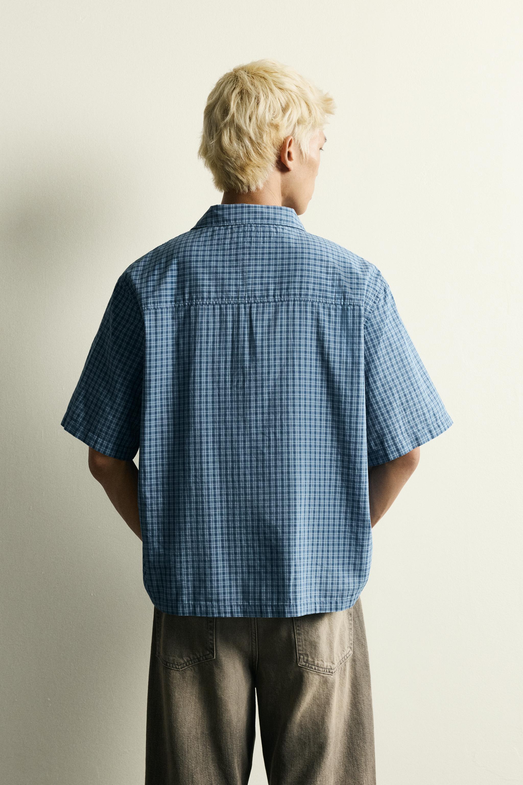 RELAXED FIT PLAID ZIPPER SHIRT