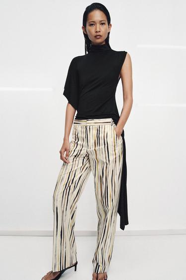 PANTALON POPELINE À RAYURES ZW COLLECTION - Marron / Écru de Zara - Image 1