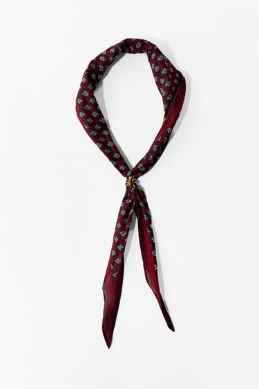 BANDANA ESTAMPADA CON SEDA ARAÑA - Burgundy de Zara