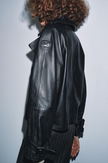 BLOUSON EN CUIR ZW COLLECTION LIMITED EDITION - Noir de Zara - Image 4
