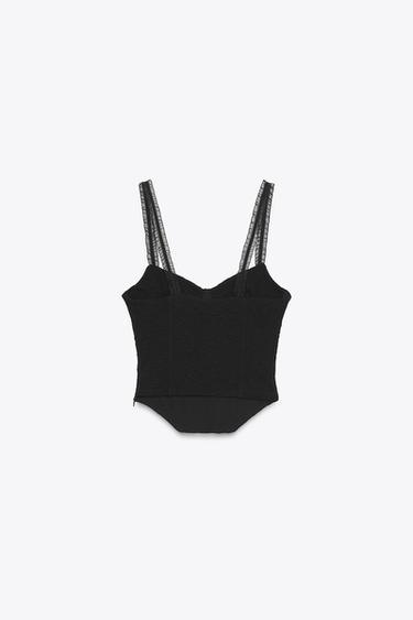 JACQUARD CORSETRY TOP - Black by Zara - Image 4