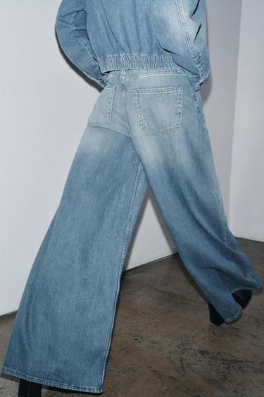 JEAN ZW COLLECTION JAMBE LARGE TAILLE HAUTE - Bleu de Zara