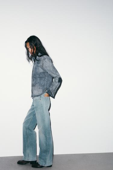 Zara TRF WIDE LEG LOW RISE JEANS - Blue / Gray