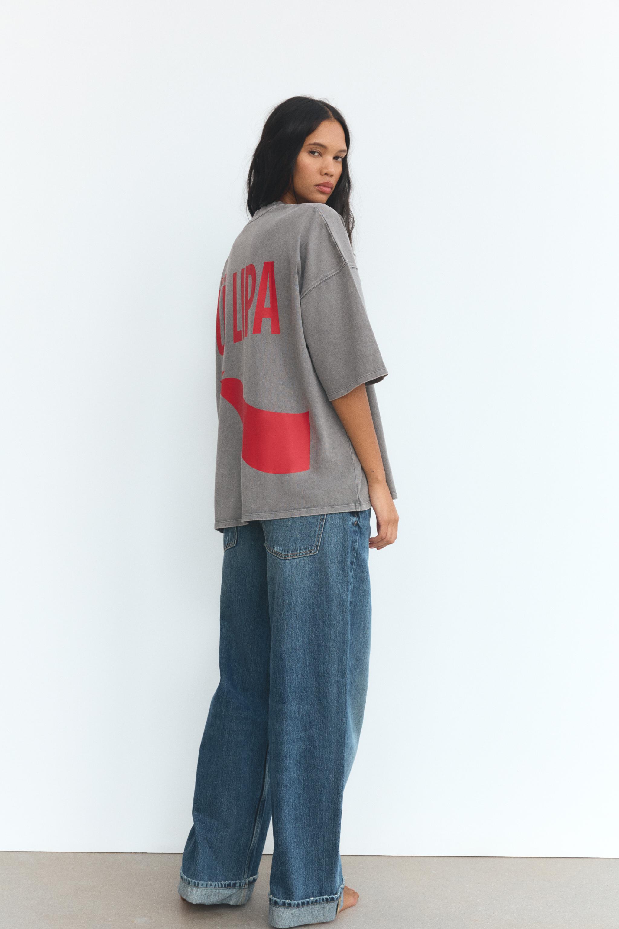 トップス Dua Lipa ZARA DUA LIPA© LONG SLEEVE T-SHIRT - Dark grey | ZARA Australia