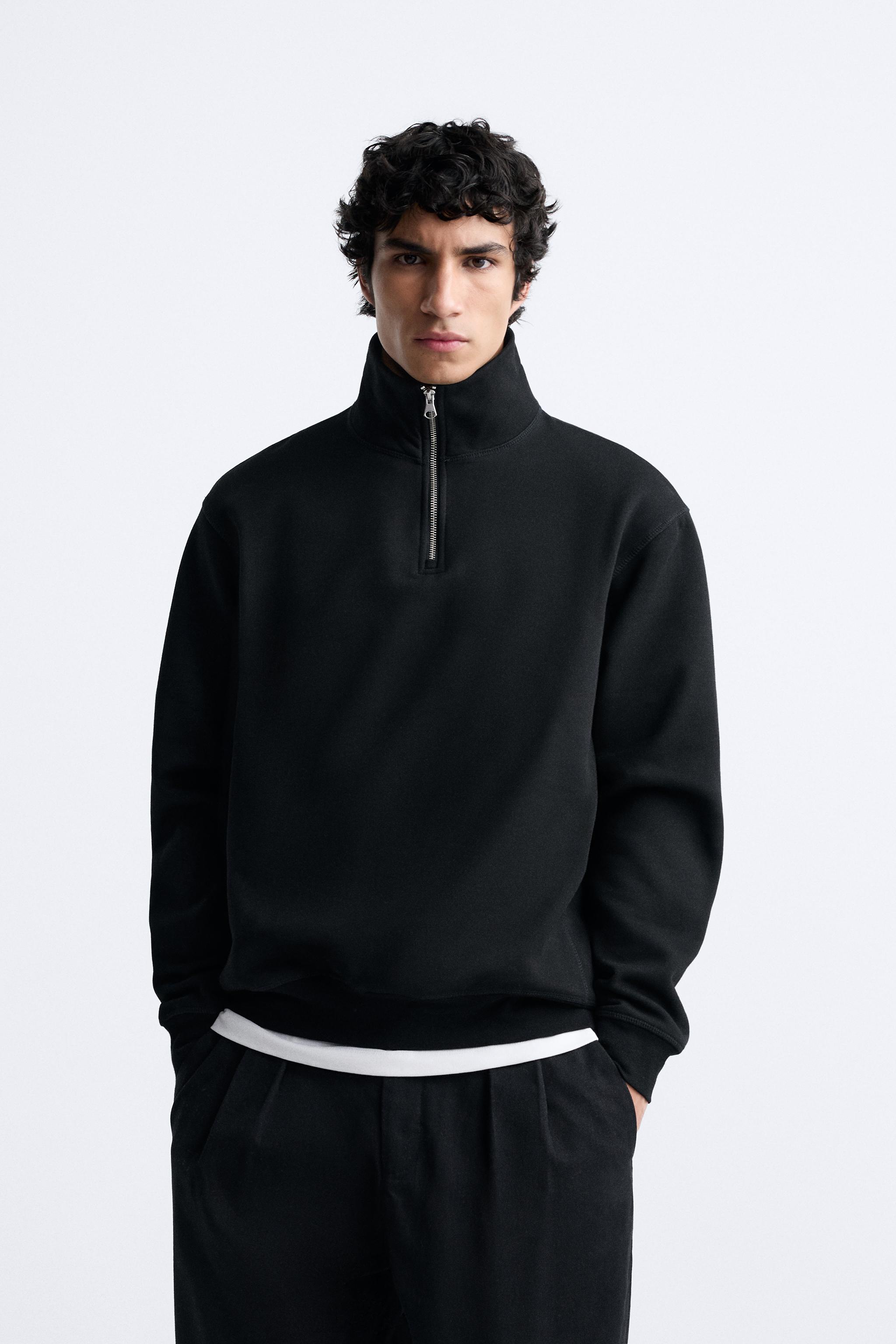 ZIP COLLAR SWEATSHIRT - Black | ZARA United States