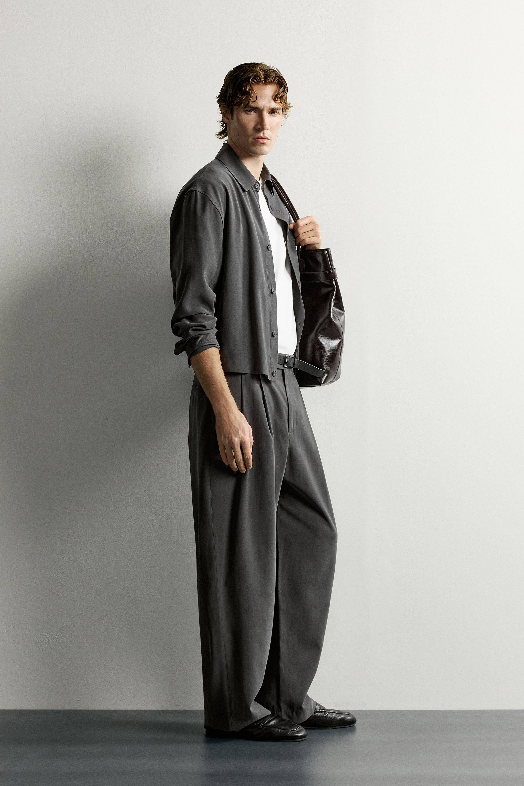 Zara RELAXED FIT PİLİLİ PANTOLON görsel 4