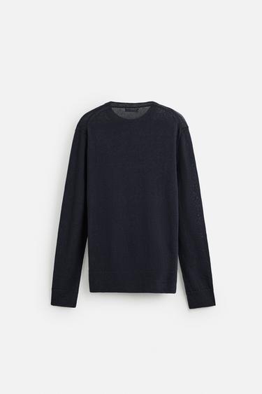 PULL LIN - COTON - Bleu marine de Zara - Image 7