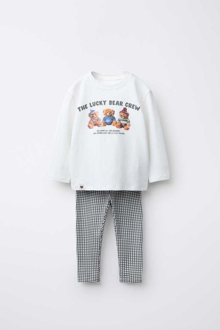 2-6 YEARS/ BEAR AND CHECK PYJAMAS Ecru ZARA Thailand