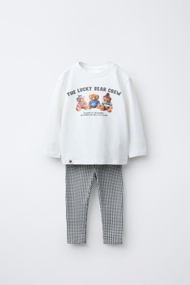 2-6 YEARS/ BEAR AND CHECK PYJAMAS - Ecru by Zara - Image 0