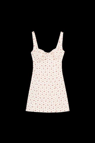 Zara FLORAL MINI DRESS - Reds - Image 0
