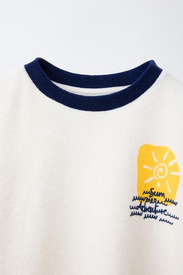 TERRY TOWELLING T-SHIRT - ECRU by Zara - Image 2