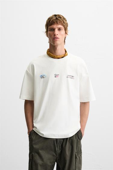 WASHED PRINT T-SHIRT - Oyster-white by Zara - Image 1