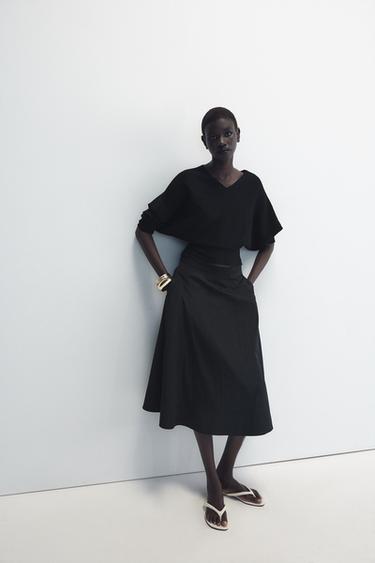 ZW COLLECTION CAPE MIDI SKIRT - Black by Zara
