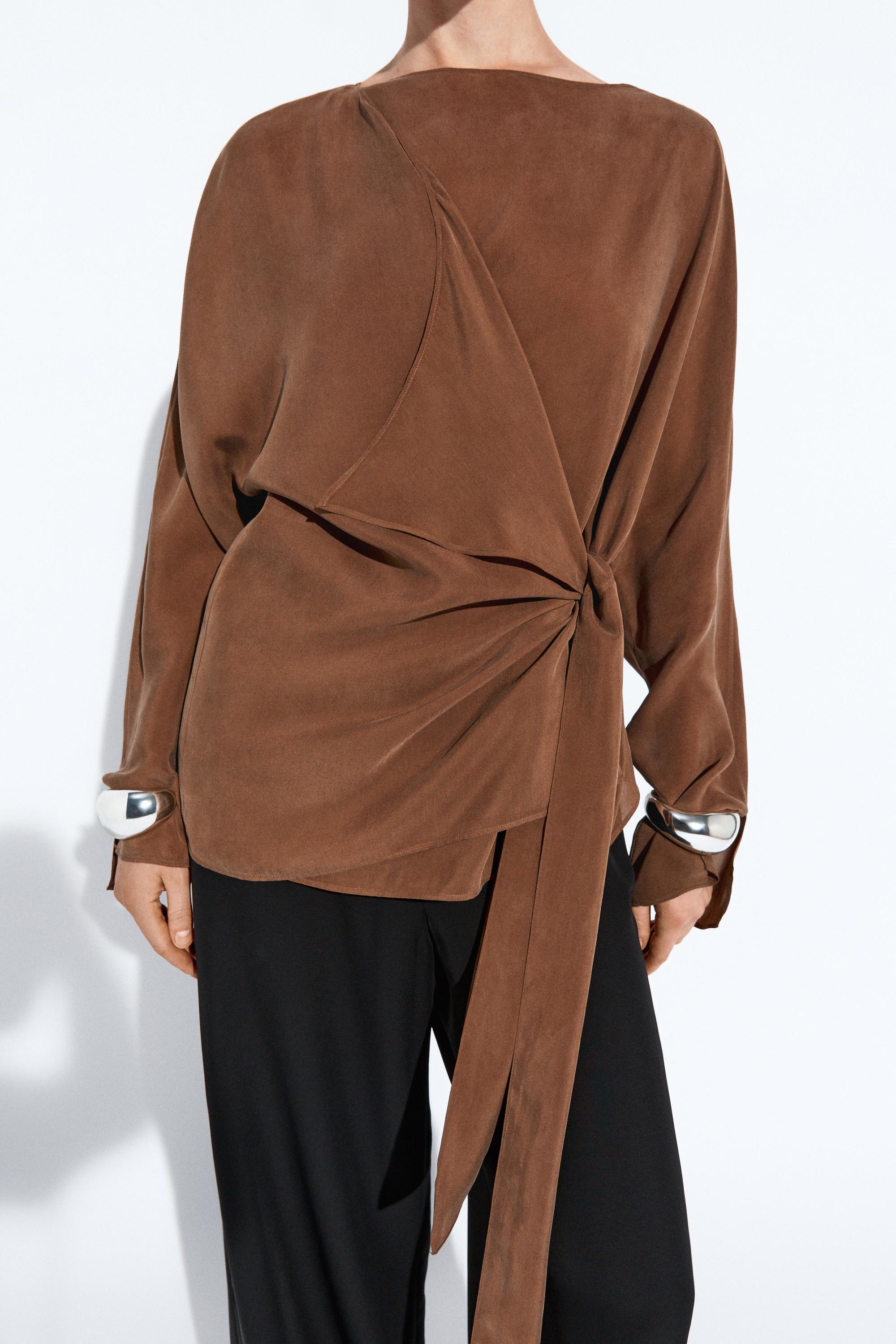 Flowing kimono with tie detail — Mink marl