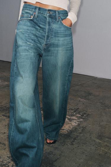 JEANS ZW COLLECTION RELAXED SHTRAT I MESËM - E kaltër nga Zara