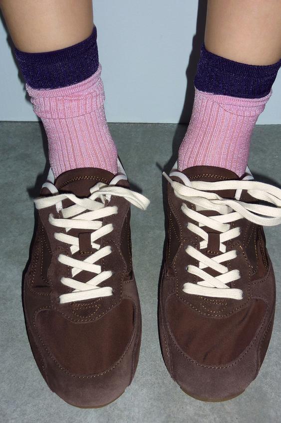 RIBBED SOCKS WITH DOUBLE-EFFECT DETAIL - Pink by Zara - Image 0