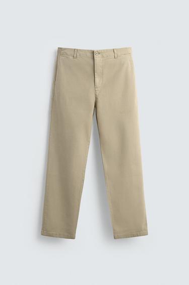 PANTALON STRAIGHT FIT SERGÉ - Beige de Zara