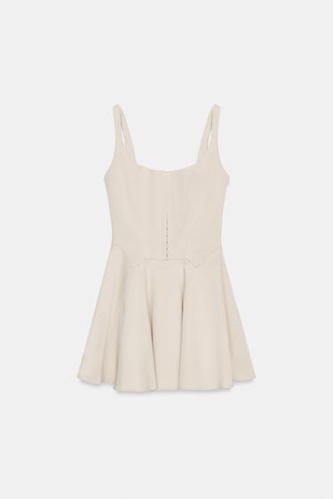 SHORT CORSETRY-INSPIRED DRESS - Beige by Zara - Image 3