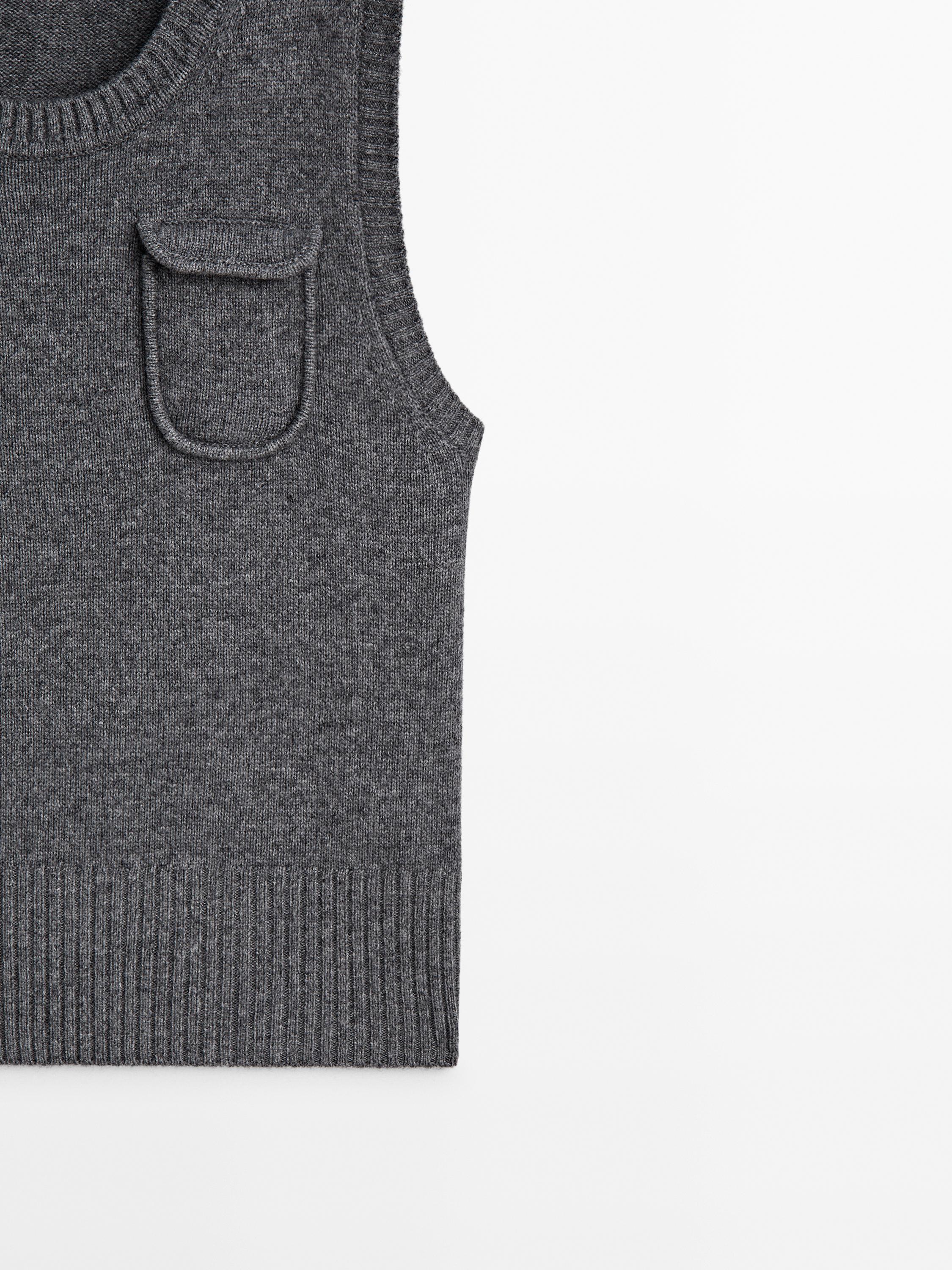 Wool blend knit vest with pockets - Mid-gray | ZARA United States