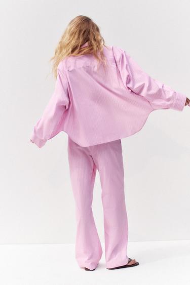 PANTALON PYJAMA BOXER À RAYURES - Rose / Blanc de Zara - Image 3
