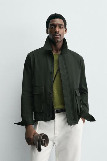 REGULAR FIT JACKE MIT TASCHEN - Dunkelgrün von Zara