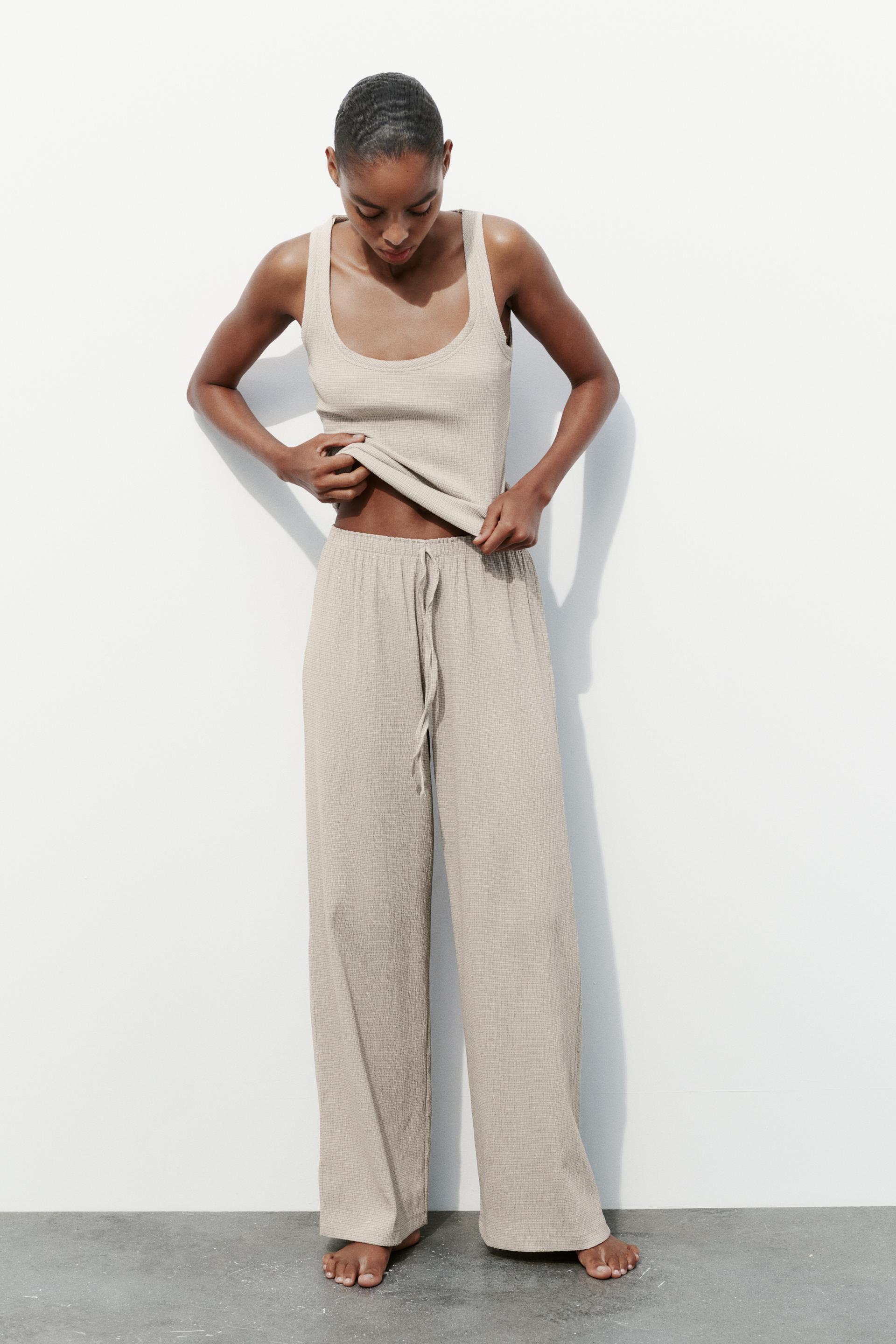 TEXTURED STRAIGHT-LEG TROUSERS - Beige | ZARA United Kingdom